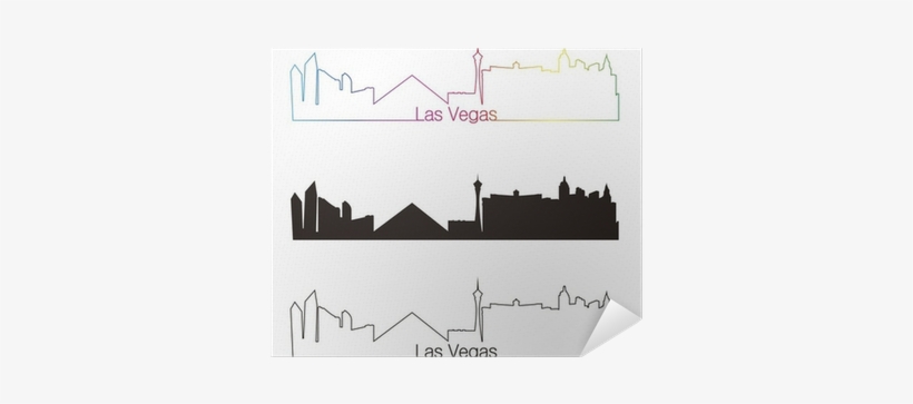 Las Vegas Skyline Linear Style With Rainbow Poster - Las Vegas, transparent png download