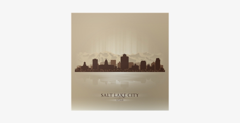 Salt Lake City, Utah Skyline City Silhouette Poster - Salt Lake City Skyline Png, transparent png download