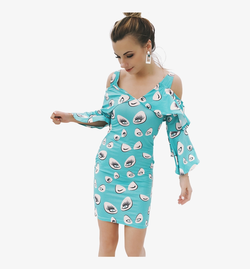 207608 V Neck Floral Print Lady <strong>sexy</strong> - Dress, transparent png download