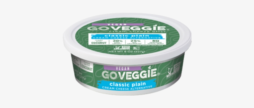 Go Veggie Classic Plain Cream Cheese/1-8oz - Vegan Cream Cheese Chive, transparent png download