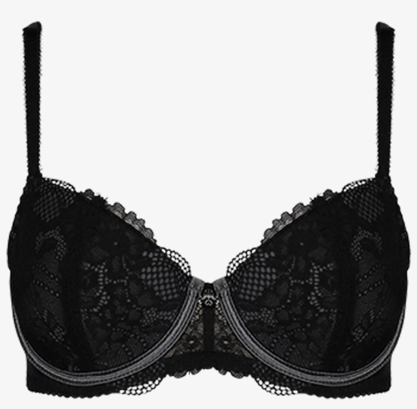 Affordable Black/charcoal Contrast Lace Black & Charcoal - Bra, transparent png download