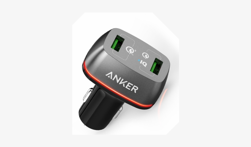 Anker Powerdrive 2 Ports - Anker Powerdrive+ 2 Car Charger With Quick Charge 3.0, transparent png download