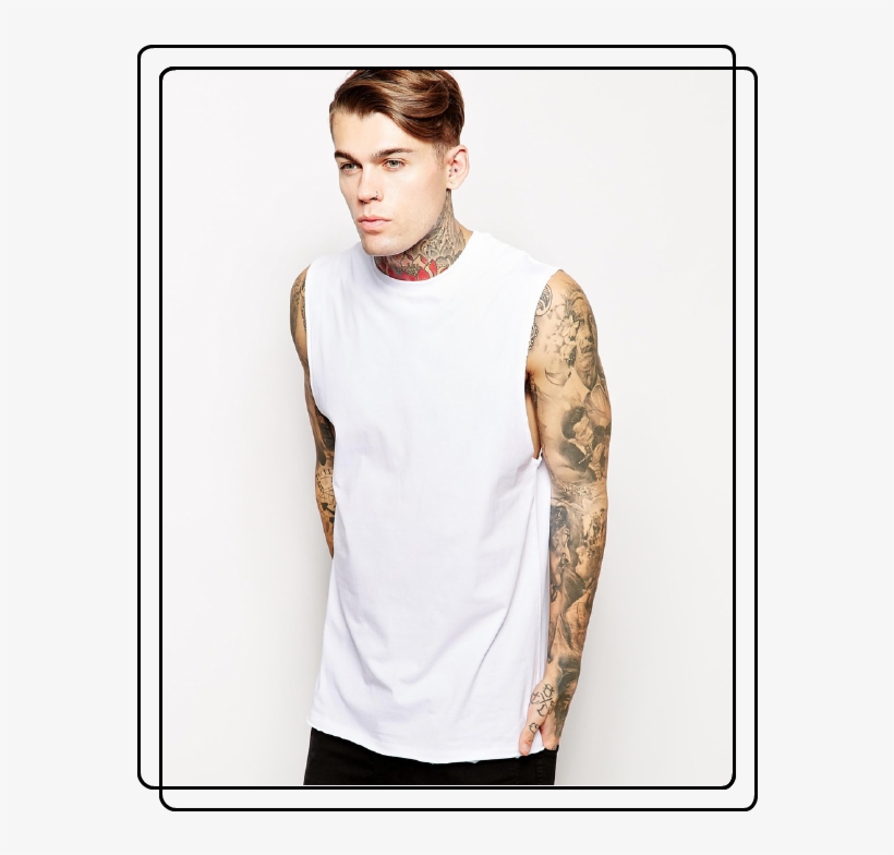 Burton White La Front And Back Print Vest - Kit 15 Camisetas Camisa Swag Oversized Longline Atacado, transparent png download