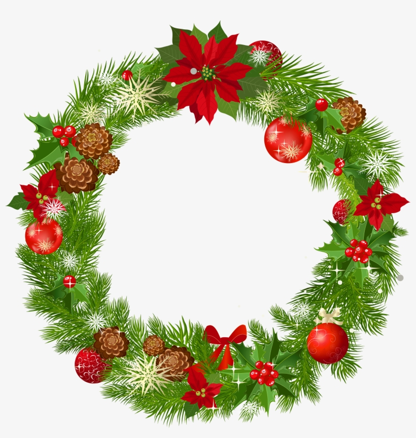 Large Deco Christmas Wreath Png Picture - Christmas Wreath Transparent Png, transparent png download
