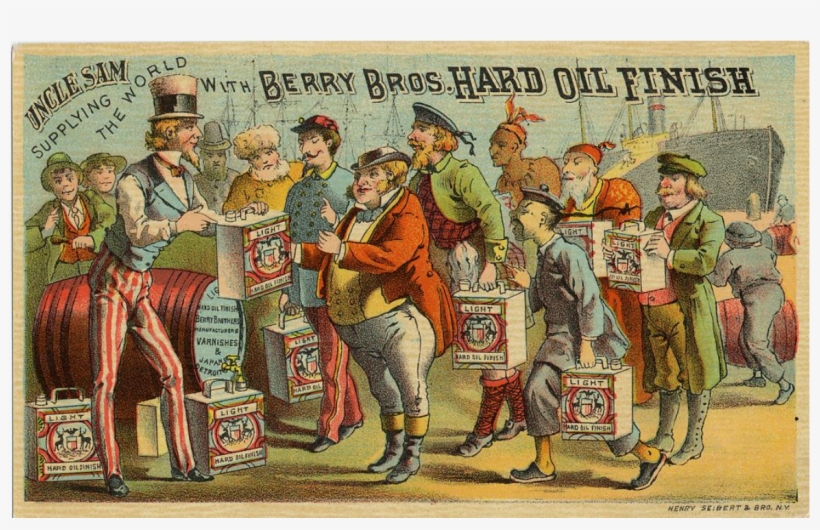 Uncle Sam In Left Handing Out Square Cans Of Hard Oil - Poster, transparent png download
