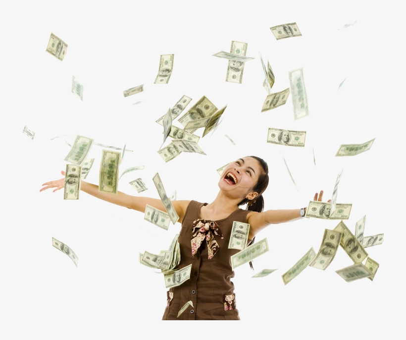 Falling Money Transparent Background Download - Girl Winning The Lottery, transparent png download