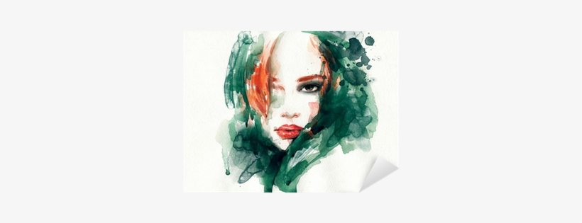 Watercolor Illustration Sticker • Pixers® • We Live - Art Print: Ismagilova's Woman Face. Hand Painted Fashion, transparent png download