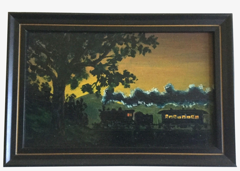 Folk Art Train Painting At Night - Picture Frame, transparent png download