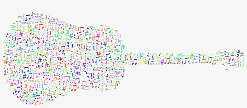 Prismatic Musical Notes Old Fashioned Guitar No Background, transparent png download