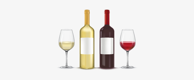 Two Bottles And Glasses Of Wine - Wine Glass, transparent png download