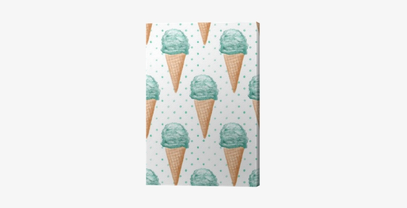 Seamless Watercolor Pattern With Ice Cream Cones Hand - Watercolor Painting, transparent png download