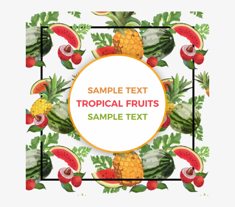 Tropical Watercolor Fruits Background Pattern Badge, - Strawberry, transparent png download
