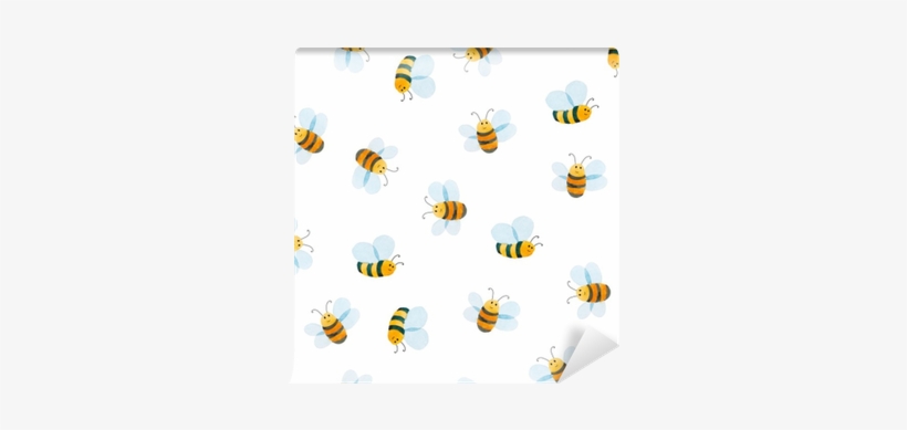Watercolor Pattern Of Smiling Bee Wall Mural • Pixers® - Cartoon, transparent png download