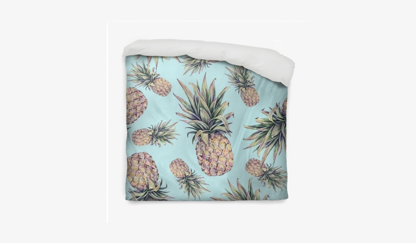 Pineapples On A Light Blue Background - Summer Pineapple Print Outdoor Throw Pillow By Onebellacasa,, transparent png download