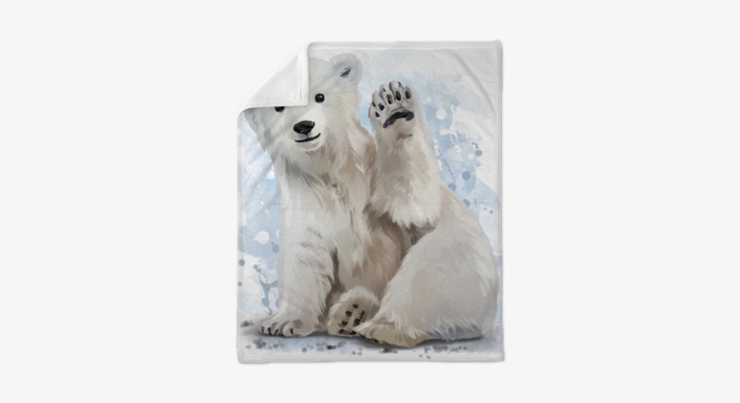 Polar Bear Watercolor Painting Plush Blanket • Pixers® - Polar Bear Watercolor Painting, transparent png download
