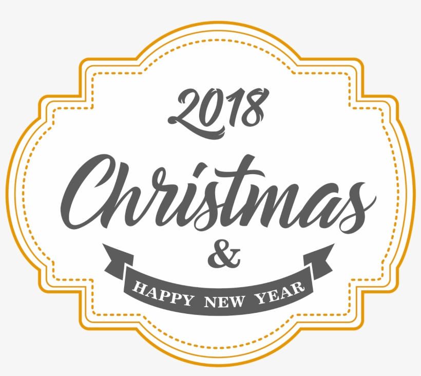 2018 Merry Christmas & Happy New Year Png Images - Label, transparent png download
