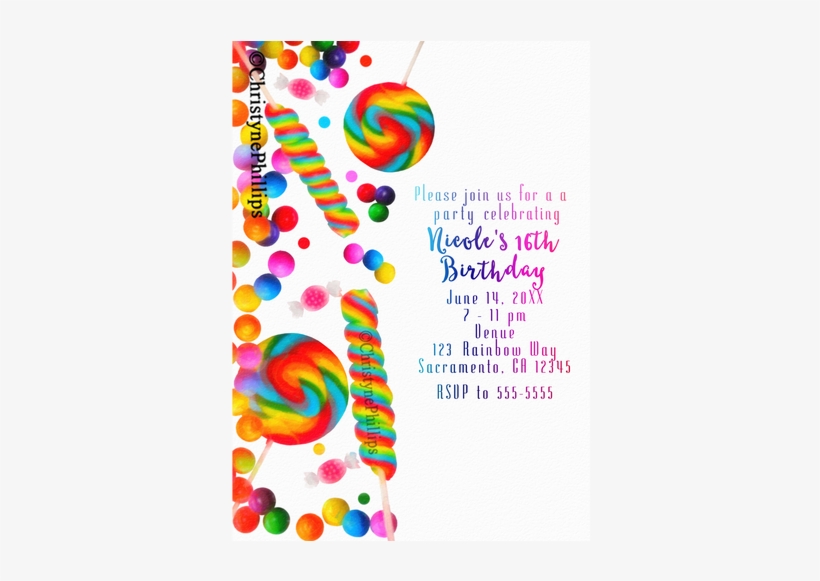 Candyland Sweet 16 Invitations, transparent png download