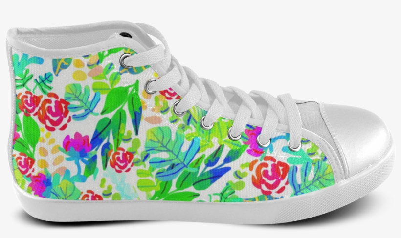 Cute Tropical Watercolor Flowers Women's High Top Canvas - Cafepress Jungle Watercolor Flowers F Full/queen Duvet, transparent png download