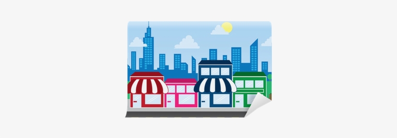 Store Front Strip Mall Stores And City Skyline Wall - Ecommerce Local, transparent png download
