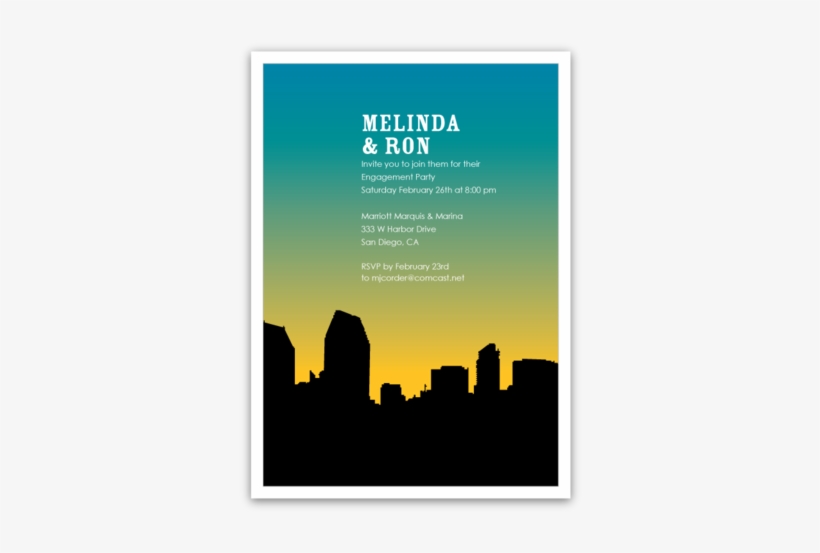 San Diego Skyline Silhouette Party Invitations - San Diego, transparent png download