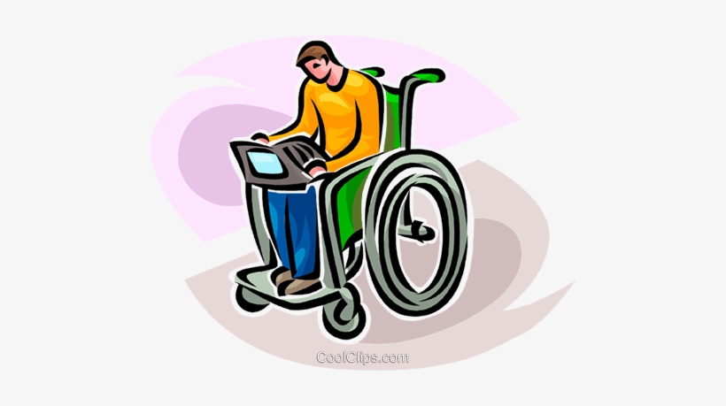 Person In Wheelchair Working On Computer Royalty Free - Trabajadores Con Discapacidad Animado, transparent png download