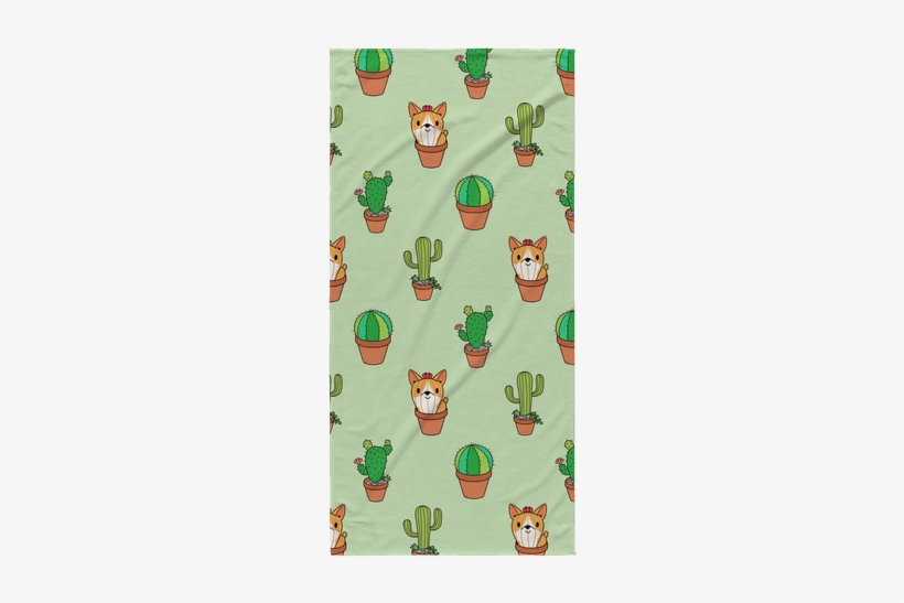 Corgi Cactus Beach Towel, Dog Beach Blanket, Bath Towel - Cactus Beach Towel, transparent png download