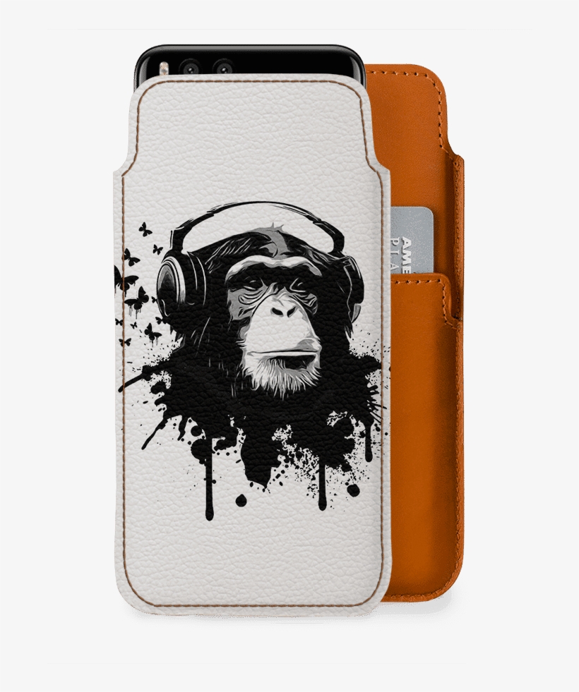 Dailyobjects Monkey Business Real Leather Wallet Case - Monkey Headphone, transparent png download
