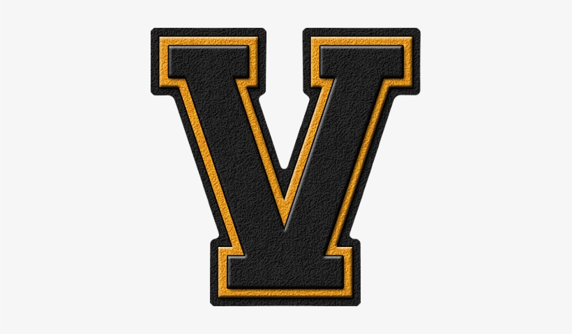 Presentation Alphabets Black Gold Varsity Letter V - Letter V In Purple, transparent png download
