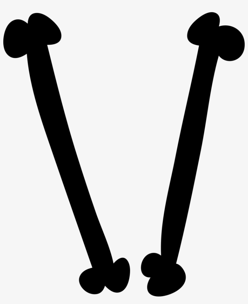 Letter V Of Two Thin Straight Filled Animal Bones Shape - Letra V Con Huesos, transparent png download