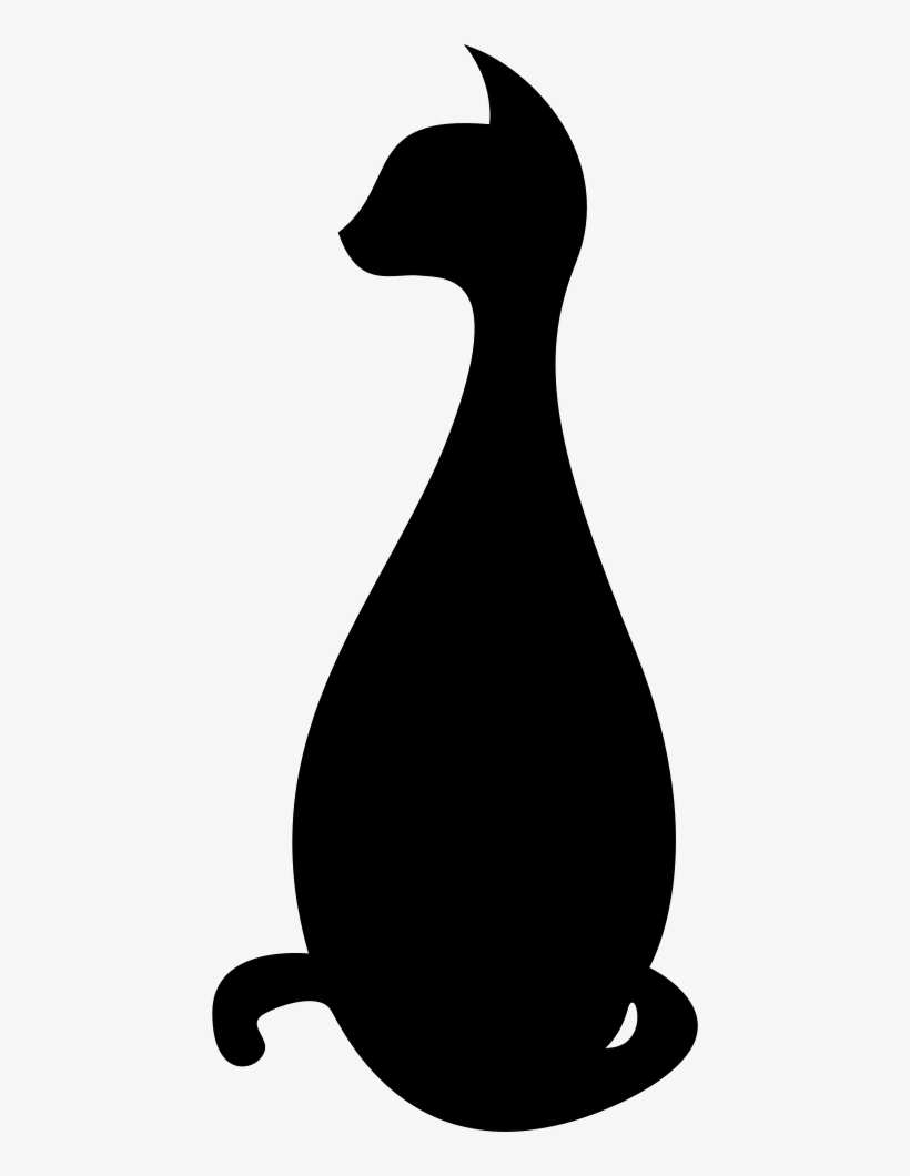 Sitting Black Cat Silhouette - Cat Silhouette Free Icon, transparent png download
