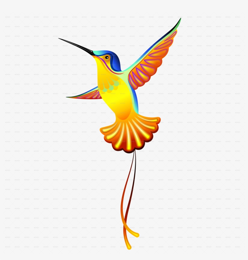 Hummingbird Colorful Heart Png5000 Hummingbird Hibiscus - Colibries Pintados En Tela, transparent png download