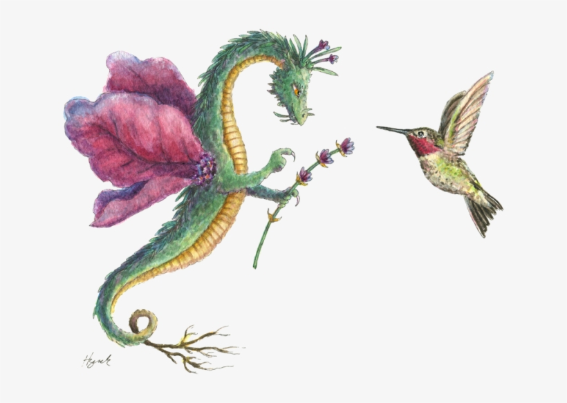 "dragon Art""flower Dragon" A Lavender Dragon Gives - Flower Dragon, transparent png download