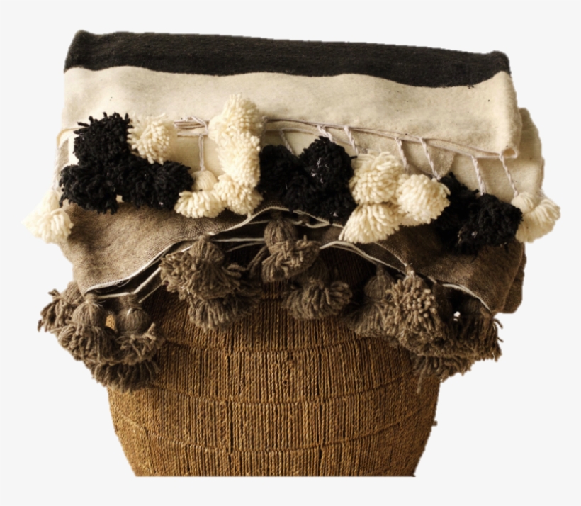 Loom Imports -moroccan Striped Pompom Blanket - Storage Basket, transparent png download