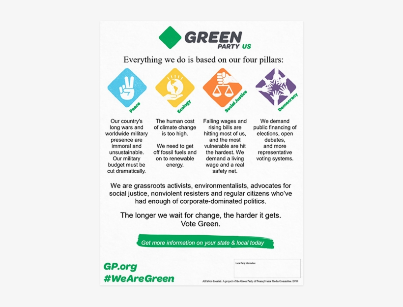 4 Pillars & 10 Key Values Brochure - Green Party Us 4 Pillars White Fade Banner, transparent png download