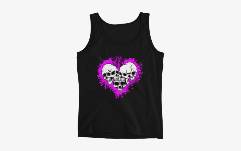 Ladies' Hot Pink Heart Of Skulls Tank - Active Tank, transparent png download