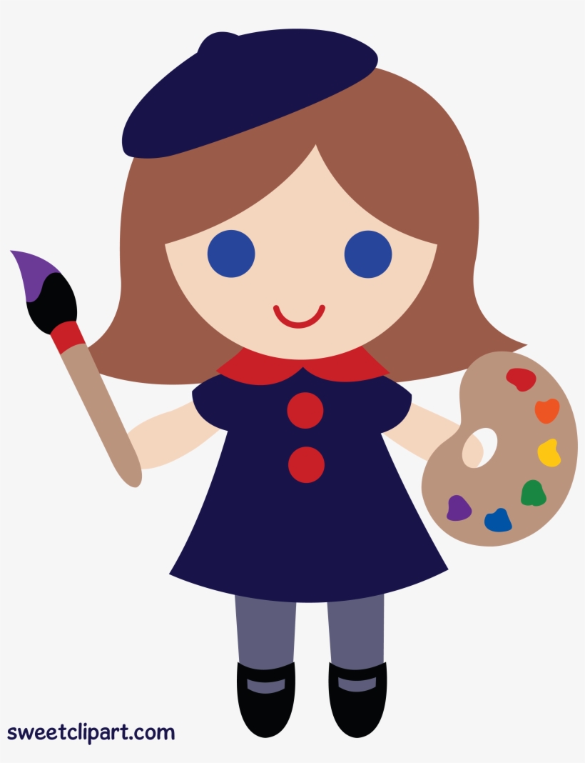 Doll Clipart Little Girl - Girl Artist Clip Art, transparent png download