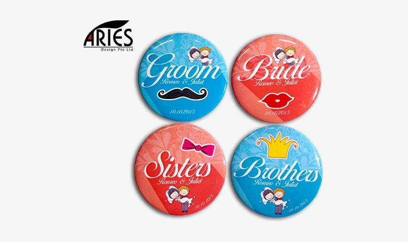 Wedding Design 5, Wedding Illustration - Button Badge Wedding Design, transparent png download