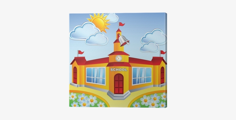 Vector Cartoon School Building Canvas Print • Pixers® - Cartoon Images Of My School, transparent png download