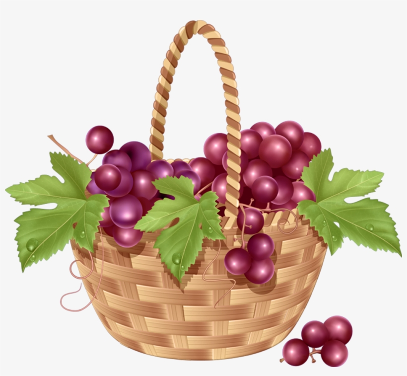 Visit - Grapes With Basket Free, transparent png download