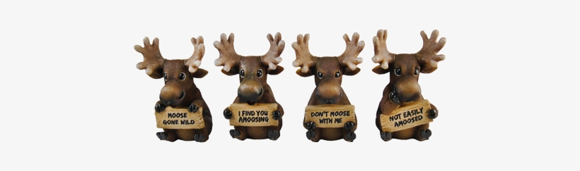 Moose Figure With Sign 4"h 4 Assorted 8 Pc Min - Atlantic Collectibles Adorable Deer Elk Moose Family, transparent png download