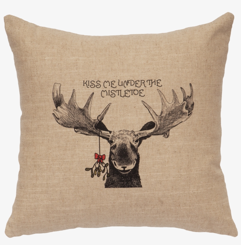 Mistletoe Moose Linen Pillow - Black And White Holiday Cards, transparent png download
