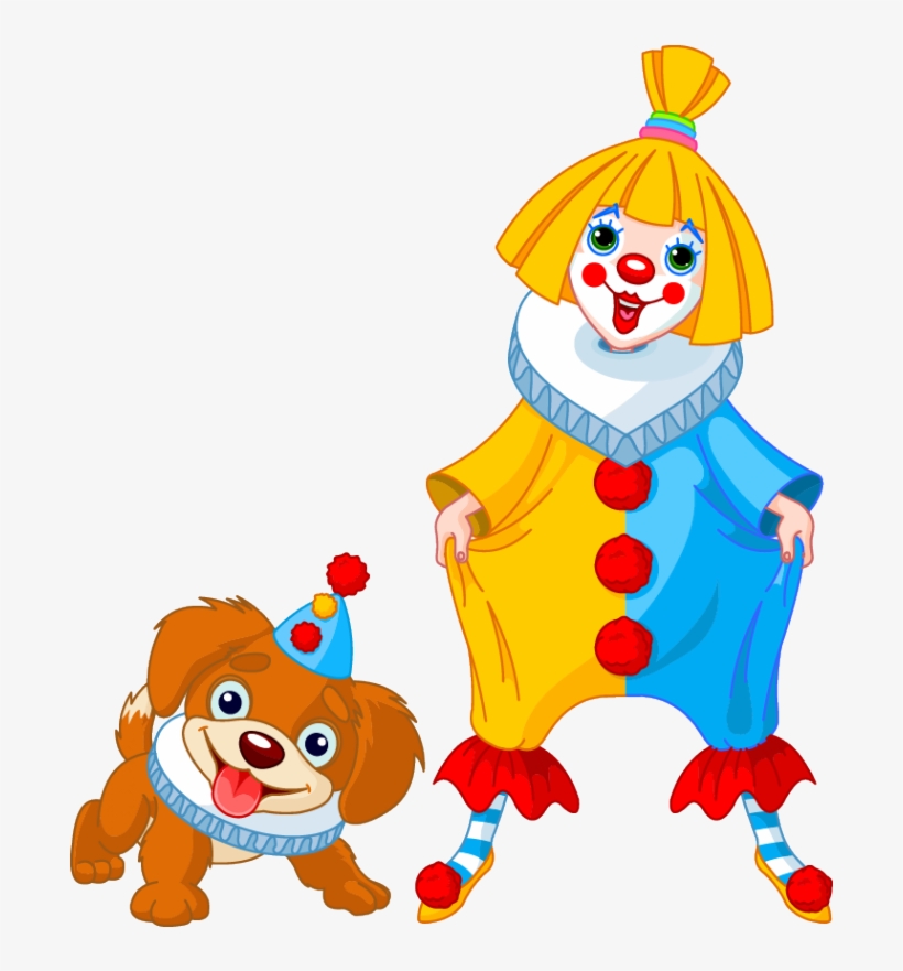 Clown And Dog Stickers, Circus Stickers - Clown Dog Clipart, transparent png download