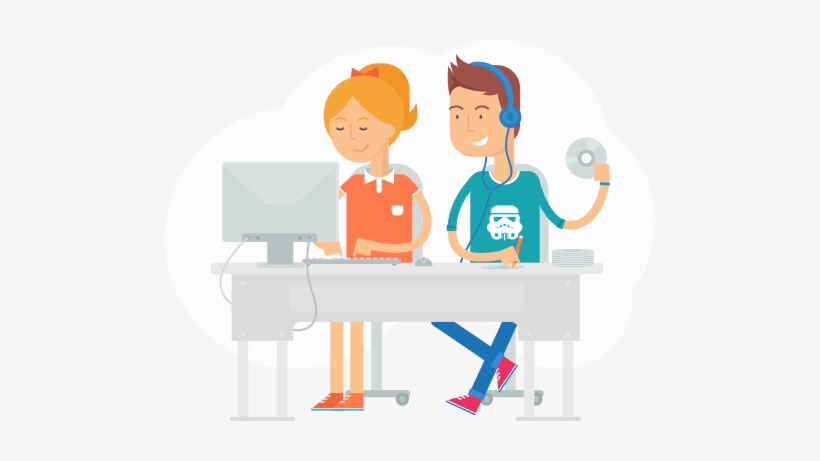 Kids At A Desktop - Дети За Компьютером Пнг, transparent png download