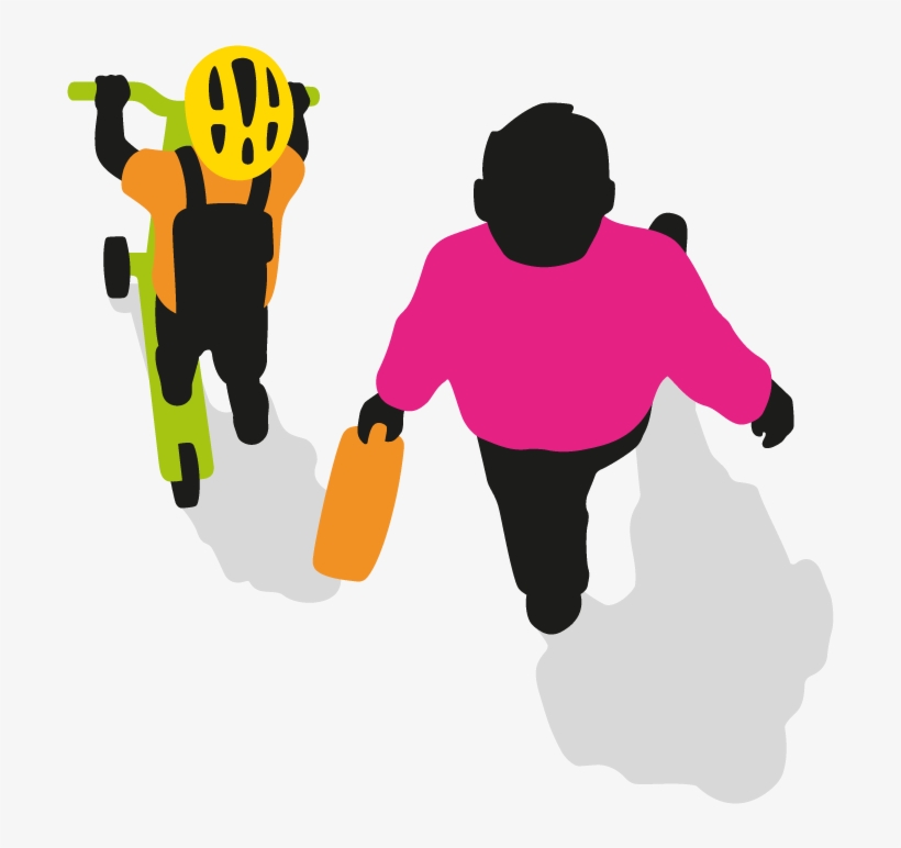 Parent And Child Scooting - Illustration, transparent png download