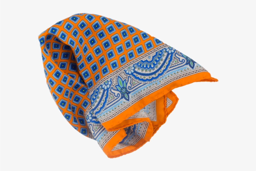 Gagliardi Orange & Sky Blue Paisley Silk Pocket, transparent png download