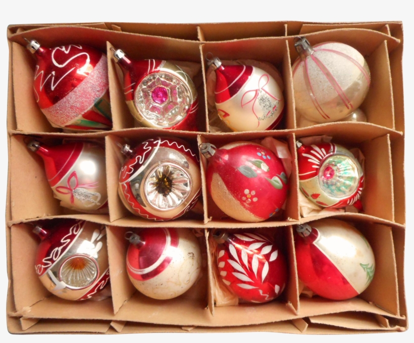 Vintage Christmas Ornaments Glass All Red Poland Indents - Christmas Ornament, transparent png download