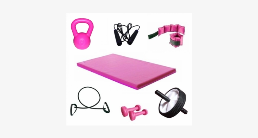 Kit Entrenamiento Rosa Colchoneta Tobilleras 1k Pesas - Ab Wheel, transparent png download