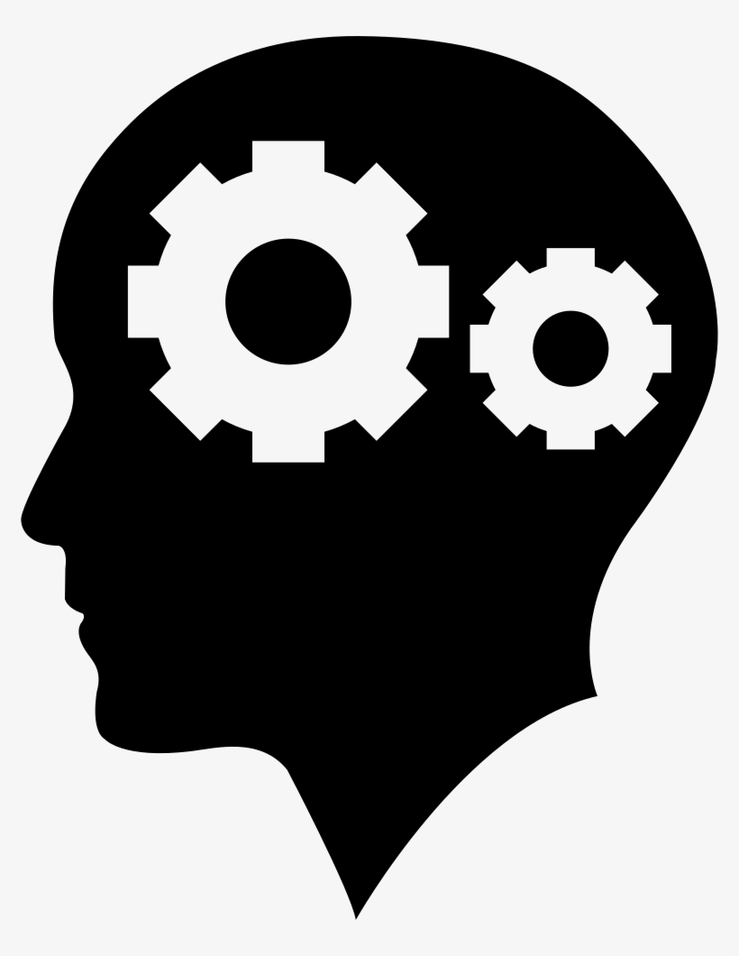 Man Bald Head With Two Gears Inside Comments - Gears In Head Icon, transparent png download