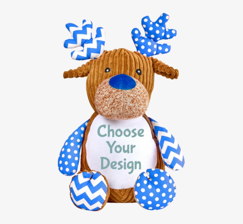 Christmas Blue Reindeer - Monogrammed Me Personalised Stuffed Pink Harlequin, transparent png download