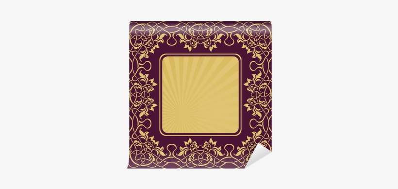 Gold Frame With Floral Ornamental Wall Mural • Pixers® - Bookcase, transparent png download